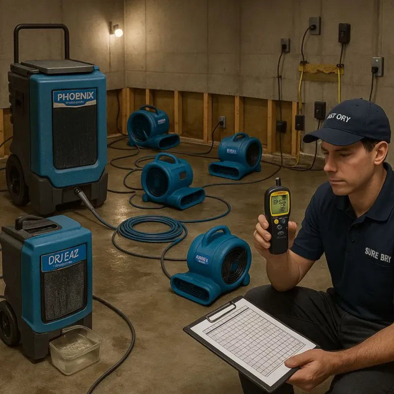 Structural Drying and Dehumidification process in River Hills, WI